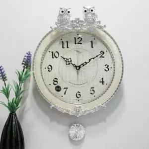 무소음 부엉이 장식 은도금 주물 추벽시계 HCP-239S