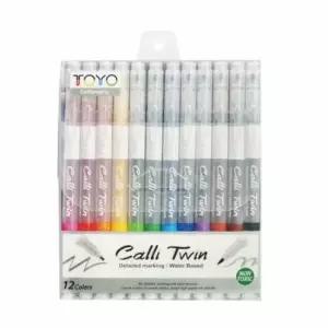 [문구] 캘리 싸인펜 트윈 12색 수성펜 사인펜12색