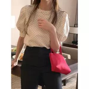 [하프클럽/]넨힐 도트 퍼프 블라우스