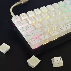 호환  97키 화이트 컨투어 라인 PBT 더블샷 키캡 사이드라이트 라이트 백라이트 반투명 체리 프로파일 MX