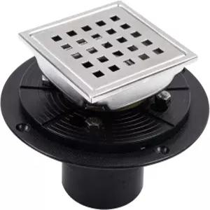 플랜지 브러시드 니켈 타일 샤워 바닥 배수 키트 304 스테인리스 스틸 탈착식 격자 및 헤어 캐처가 포함된