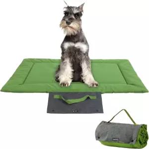 여행용 KHONSU PET 접이식 반려견 매트 휴대용 캠핑 장소 방수 야외 패드 세척 가능(최대 25파운드 소형)