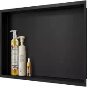 MERANOX 24x12 샤워 틈새 삽입물 타일 필요 없음 오목한 벽 선반 304 스테인리스 스틸 매트 블랙 욕실