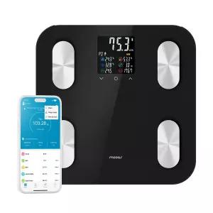 무아스 스마트 체중계 BMI 체지방 근육량 구성을 갖춘 디지털 욕실 가정용 스마트폰 앱용 LCD 정확한