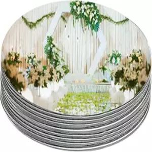 12팩 아크릴 원형 거울 유리가 아닌 중앙 조각 테이블 장식 플레이트 자가 접착 홈 침실 욕실 벽 결혼식