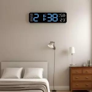 스러운 LED 시계 온습도 디지털 알람 무소음 무선 탁상 벽걸이 벽시계 대형