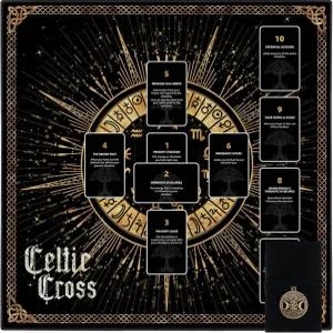 그녀는 OKURRR 벨벳 타로 리딩 매트 - 24.8 x 인치 켈틱 크로스 제단 천과 카드 가방 천 (블랙)이라고