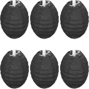 파티킬 4인치 종이 랜턴 6팩 원형 접이식 행잉 램프 그늘막 웨딩 홈 파티 축제 축하 행사 블랙