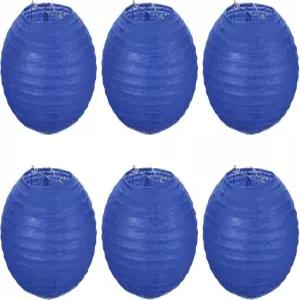 파티킬 6인치 종이 랜턴 6팩 원형 접이식 행잉 램프 그늘막 웨딩 홈 파티 축제 축하 행사 파란색