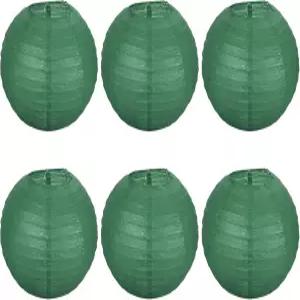 파티킬 8인치 종이 랜턴 6팩 원형 접이식 행잉 램프 그늘막 웨딩 홈 파티 축제 축하 행사 다크 그린
