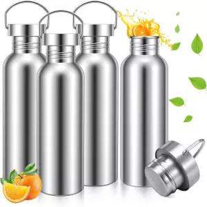 쉔리우 4팩 18/8 스테인리스 스틸 물병 캠핑 피크닉용 싱글 월 스포츠 28온스 자전거 타는 사람 러너