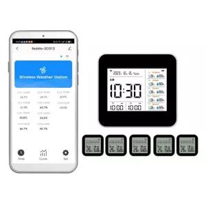 2CO12-5 웨더 스테이션 무선 실내 실외 온도계 및 스마트 WiFi 전화 앱 5개 센서 온도 습도 모니터링 1년간