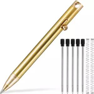 보너스 리필이 포함된 KeyUnity KP00 티타늄 합금 볼트 액션 펜 일상적인 사용을 위한 접이식 포켓 볼펜