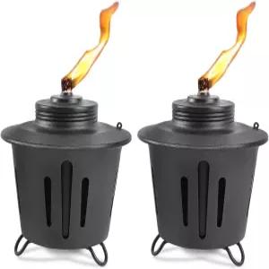 FALAWR 2팩 시트로넬라 테이블 상판 횃불 외부용 15온스 미니 파이어 피트 금속 불꽃 횃불에는 오래