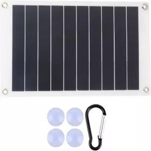 솔라 패널 10W 5V 휴대용 태양광 충전기 USB 유연한 충전 도구 카라비너 및 흡착 컵 포함 (아웃도어 여행