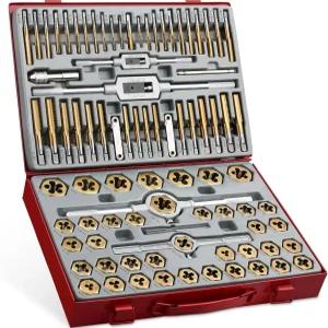 WINNER 87피스 완전 탭 앤 다이 세트(SAE 및 메트릭 기계 장인 표준 내부 외부 스레드용 프리미엄 티타늄