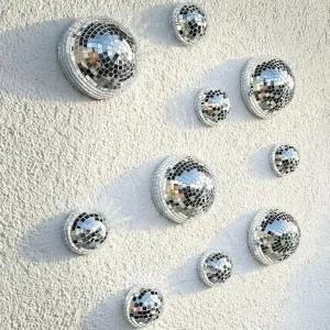 슬라이너 10개 하프 디스코 볼 벽 표지판 모자이크 유리 레트로 장식 접착식 백킹이 있는 실내 실외 홈 바