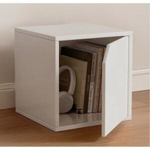문있는책장 1단 상자형 01 정사각형 수납장 화이트 아이디어 책상위 문달린 낮은 B183