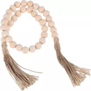 uxcell 31인치 우드 비드 갈랜드 홈 데코 태슬 농가 층층이 벽에 걸 수 있는 장식용 기도 비즈 버리우드