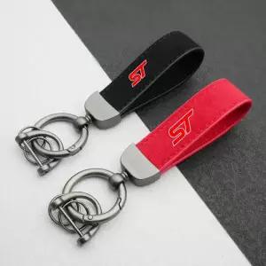 차키케이스 커버 스웨이드 키체인 차량용 스포츠 키링 말굽 버클 포드 포커스 ST 몬데오 피에스타