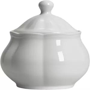 뚜껑이 있는 SOCY 레트로 세라믹 설탕 그릇 용기 주방 조리대용 커피 원두 저장 바 화이트