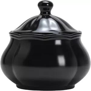 뚜껑이 있는 SOCY 레트로 세라믹 설탕 그릇 용기 주방 조리대용 커피 원두 저장 바-블랙