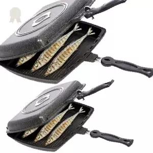 양면 조리 그릴팬 코팅 생선 고기 구이 접이식 손잡이 가스레인지 인덕션 겸용