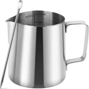 프로팅 피처 12온스 라떼 아트 바늘이 달린 밀크 프로더 컵 커피용 스테인리스 바리스타 스팀 저그 304개