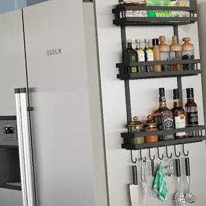 냉장고 측면 부착 선반 주방 수납 벽면 설치 조미료 병 보관 주방 용품 정리