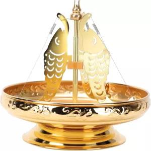 하이트로브 향 코일 랙 가정용 합금 트레이 8인치 황금 샌달우드 플레이트 부처님 예배 향기 장식용