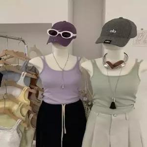 볼사스 여성 캐주얼 이너 조끼 배낭 끈 나시 패드 슬림핏 숏 탑 ADOR1