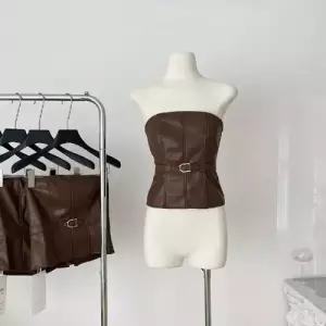 볼사스 여친 캐주얼 가을 빈티지 일자 타이트 PU가죽 숄더 나시 튜브탑 조끼 ADOR3