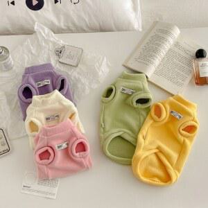 애완동물 플란넬 양면 베이스 셔츠 조끼 잠옷 소형견용 따뜻한 편안한 두꺼운 신축성 겨울 가을 있고 부드럽고