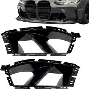 SecosAutoparts 2Pc 전면 범퍼 에어 벤트 덕트 커버 글로시 블랙 BMW G80 M3 G82 G83 M4 20212024 3.0L l6
