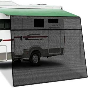 RV 차양 선섀도 스크린 8피트 x 15피트 3인치 블랙 메시 차단 자외선 차단제 완성 키트 트레일러