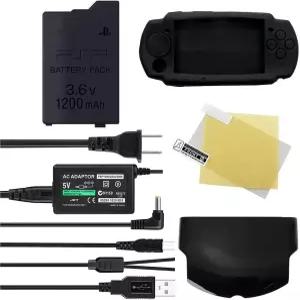 TFSeven PSPS110 대용량 교체 소니 PSP 슬림 배터리 + AC 어댑터 5V 2A 벽 여행 전원 공급 장치 뒷문 커버
