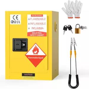 YOEXTO 가연성 저장 캐비닛 12갤런 18인치 X 22인치 아연 도금 강철 내화 액체 캐비닛용 화학 노란색