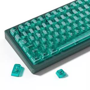호환  115키 시안색 투명 키캡 크리스탈 세라믹 PC 키캡 RGB 광택 MDA 프로파일 MX 스위치 키보드용