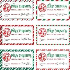 산타 기프트 태그 스티커 300개 크리스마스 선물 포장용 노스폴 배송 라벨