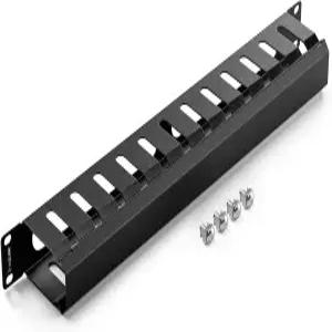VCELINK 1U 서버 랙 케이블 관리 12슬롯 19인치 탄소강 수평 네트워크 캐비닛 올 메탈 블랙 1팩