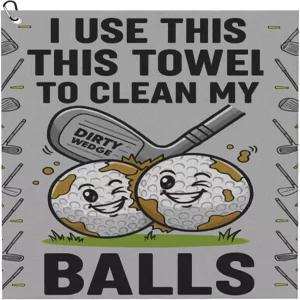 카라비너 클립 24인치 x16인치 귀여운 재미있는 회색 골프 타월 가방용 마이크로파이버 와플 래그 디스크