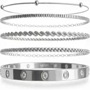 트렌디한 여성용 렘니움X 다인티 실버 도금 팔찌 주얼리 세트 소녀용 핸드 체인 테니스 팩 어떤 경우에도