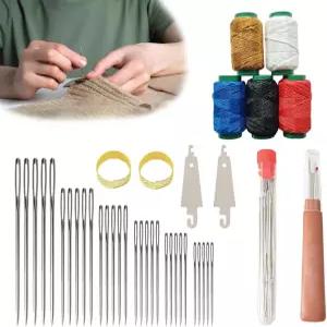 41개 재봉 키트 빅 스틸 바늘 및 실 손 재봉용 DIY 수제 공예 세트