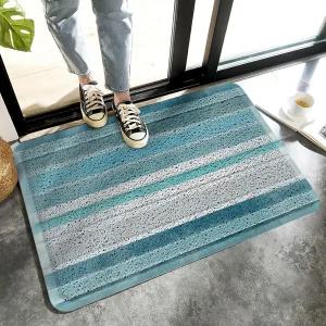 PuseTaer 실내외 도어 매트 터쿼이즈 스트라이프 추상 미술 미끄럼 방지 헤비 듀티 카펫 블루 오션 점진적