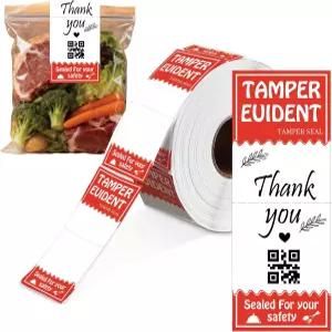 2 x 4 인치 변조 명백한 열 프린터 스티커 종이 250 개 빨간색 방지 쓰기 가능 씰 식품 문서 봉인 창고