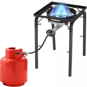 ROVSUN 고압 200000 BTU 프로판 레인지 싱글 버너 야외 요리 홈 브루잉 튀르키예 프라이 20 PSI 조절기 및