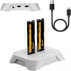 SEINIKAY 듀얼 베이 NVMe 외장 케이스 ？ C to C-A 케이블 포함 20Gbps M.2 복제기 오프라인 복제 도구