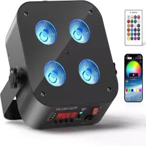 눈부신 스테이지 미니 충전식 파 라이트 4 * 18W RGBWA UV 6 in 1 배터리 전원 업라이트 APP 및 무선 DMX