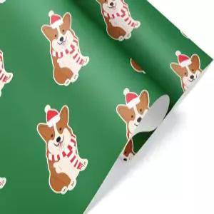 귀여운 산타 코기 크리스마스 포장지 프리미엄 선물 랩6피트 x 30인치 롤