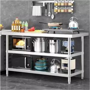 호푼트레 스테인리스 식품 준비 테이블 작업대 주방 케이터링 상업용 다층 디자인 두꺼운 플레이트